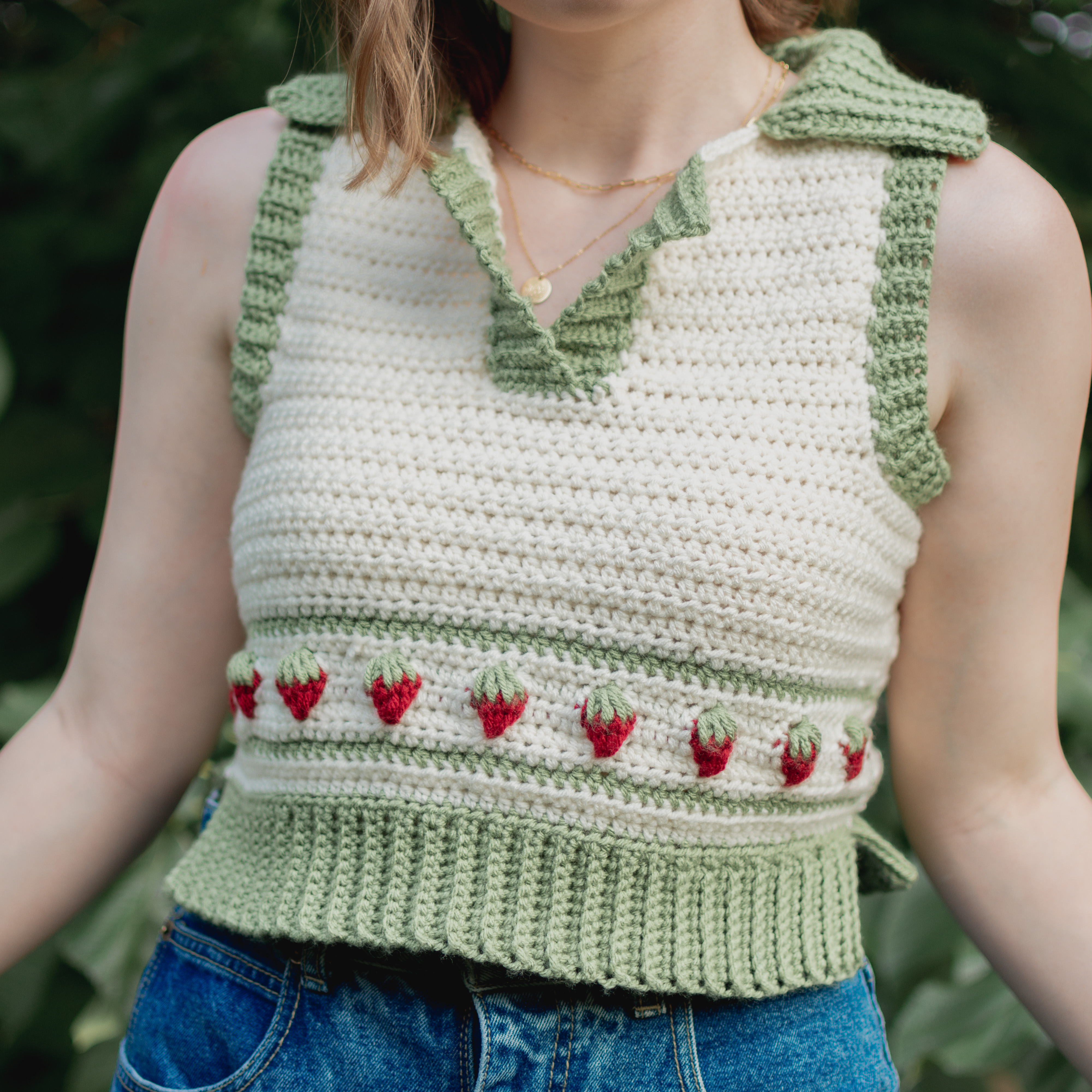 long crochet sweater vest