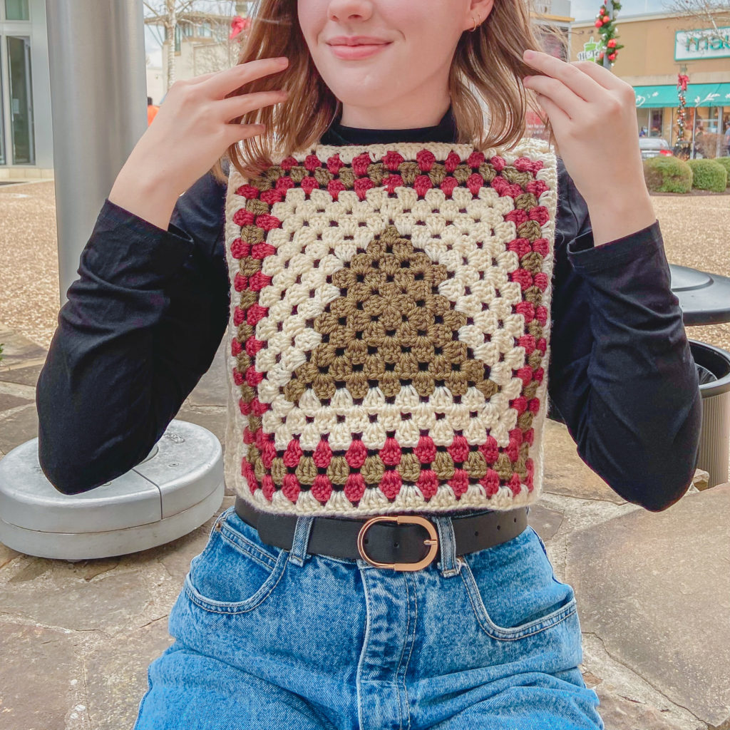 Crochet HOLIDAY Granny Square Vest FREE Written Pattern Hayhay Crochet