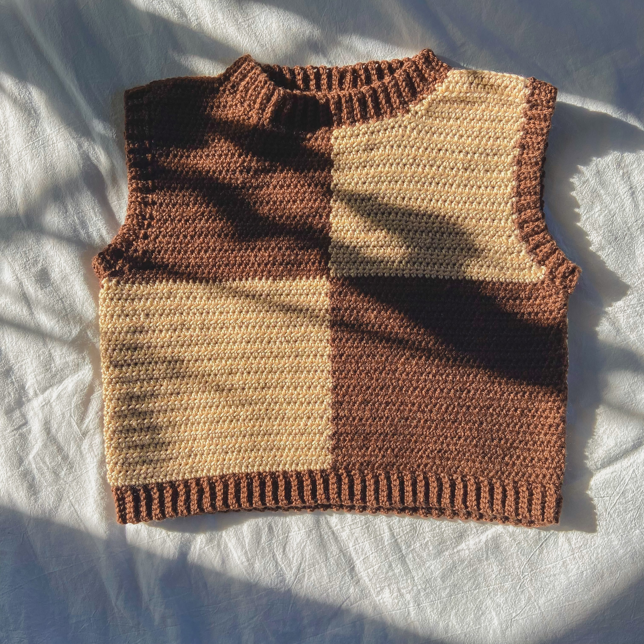 Crochet Checkerboard Sweater Vest - FREE Pattern + Video Tutorial