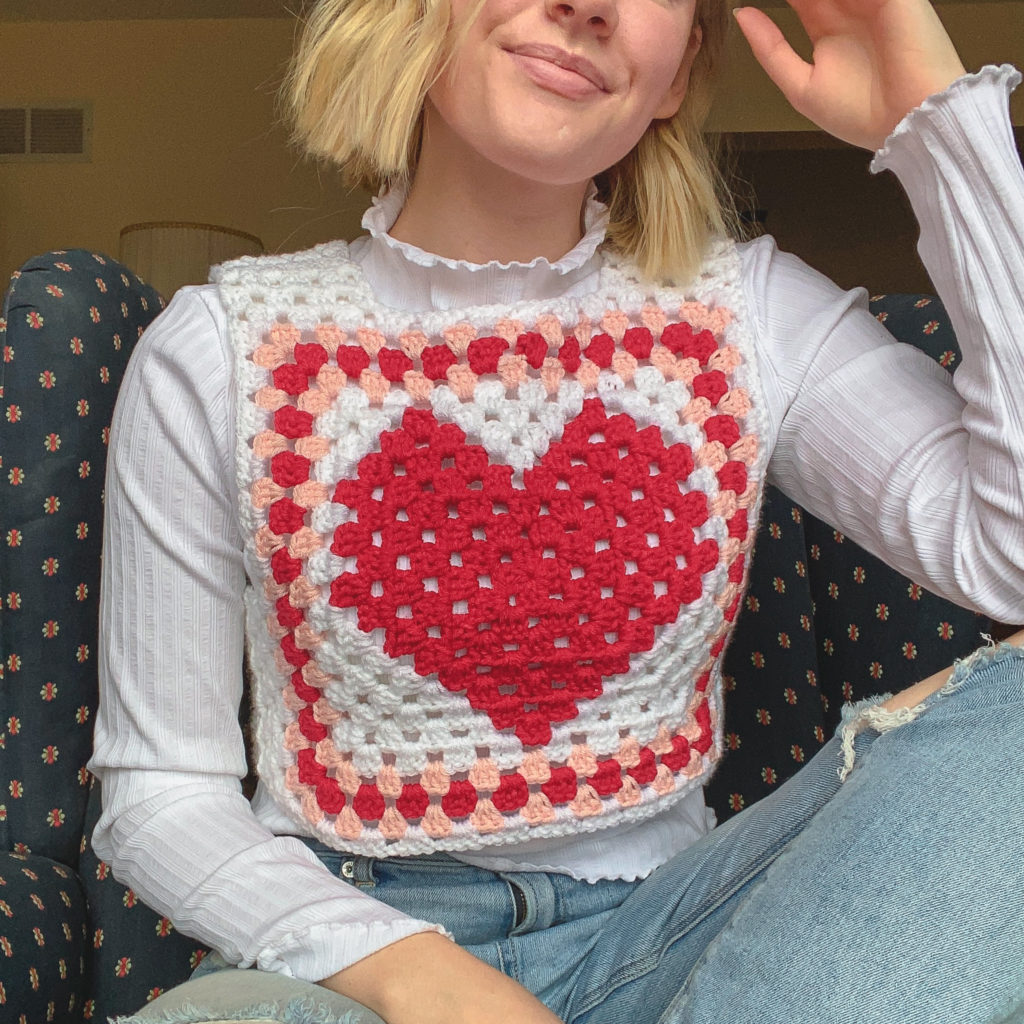 Crochet Valentine Granny Square Vest - FREE Pattern - Hayhay Crochet