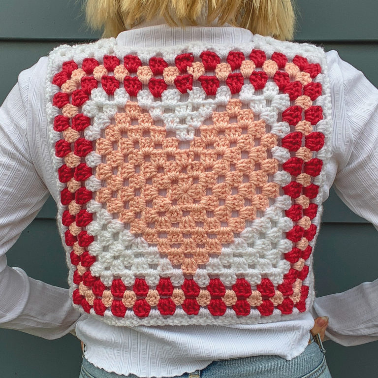 Crochet Valentine Granny Square Vest FREE Pattern Hayhay Crochet