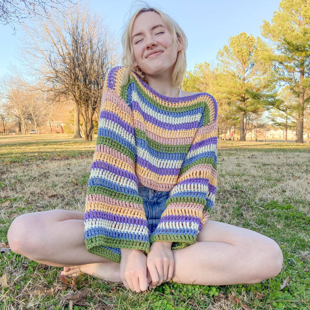 Chunky Striped Crochet Sweater: Crochet pattern | Ribblr