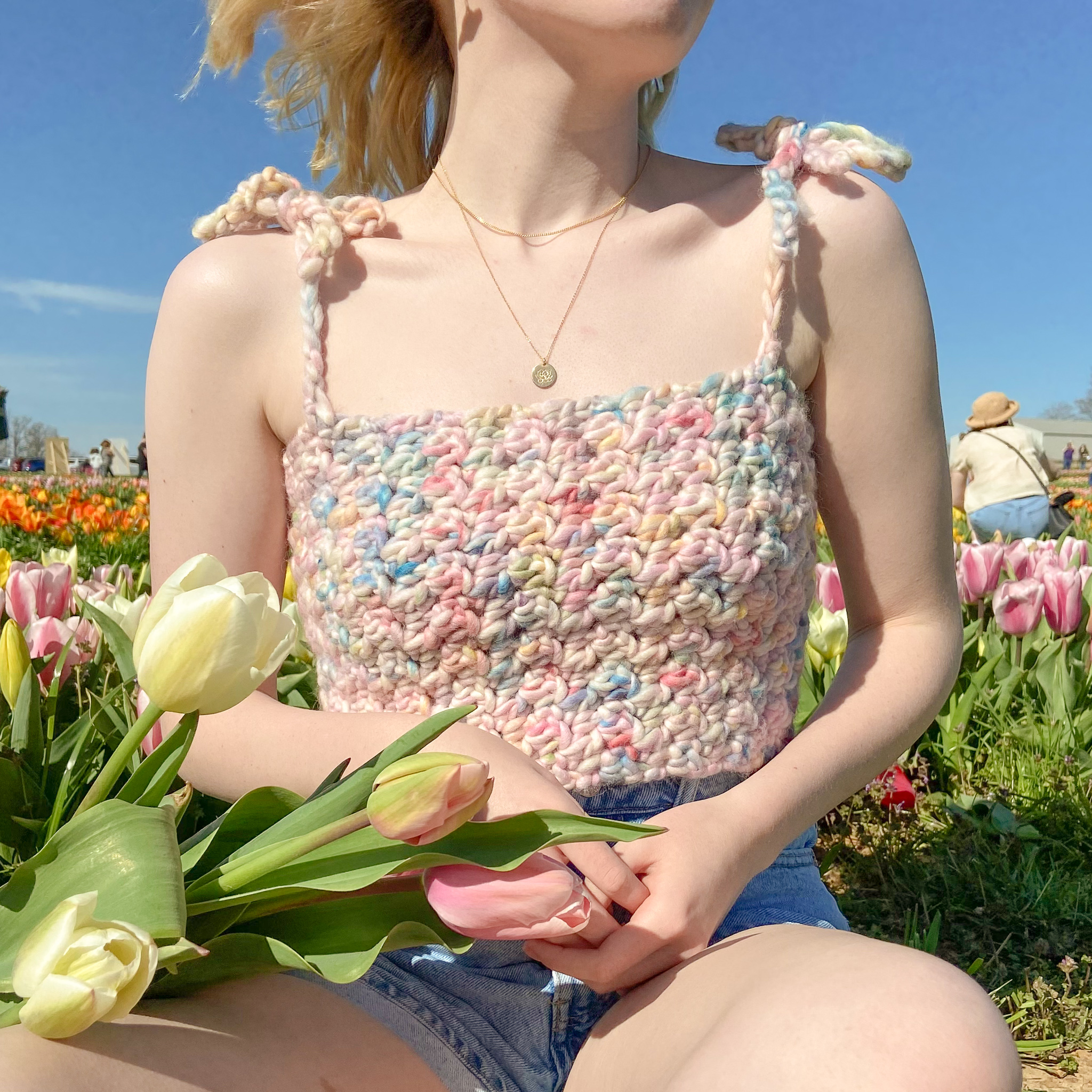 Easy Crochet Floral Bralette Crop Top. Crochet pattern by ThePoshCrochet